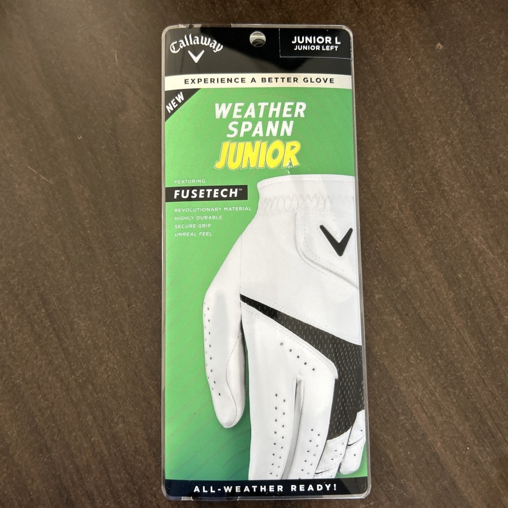 Callaway Golf All Weather Ready Spann Junior Glove Left Hand White LRG EUC
